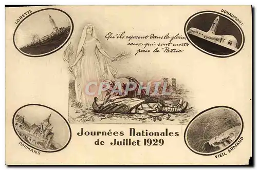 Cartes postales Journees Nationales de Juillet 1929 Lorette Dormans Douaumont Vieil Armand Militaria