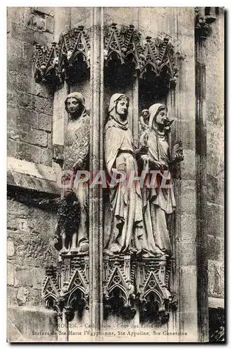 Cartes postales Rouen Cathedrale Cour des libraires Statues de Ste Marie l&#39Egyptienne Ste Appoline Ste Genevi