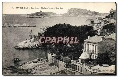 Cartes postales Marseille Corniche Malmosque et les lles