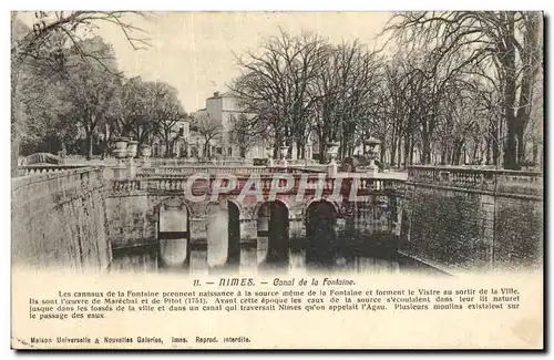 Cartes postales Nimes Canal de la Fontaine