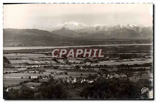 Cartes postales moderne Gex la Faucille Panorama de la chaine des Alpes Le Mont Blanc et le lac de Geneve