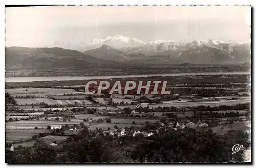 Moderne Karte Gex la Faucille Panorama de la chaine des Alpes Le Mont Blanc et le lac de Geneve