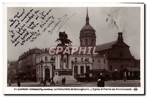 Cartes postales Clermont Ferrand Le monument de Vercingetorix L&#39eglise St Pierre les Minimes