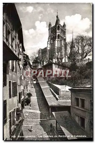 Cartes postales moderne Vieux Lausanne Les Escaliers du Marche et la Cathedrale