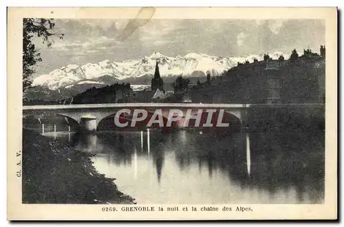 Ansichtskarte AK Grenoble la nuit et la Chaine des Alpes