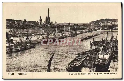 Ansichtskarte AK Rouen Vue sur la Seine prise du Pont Transbordeur Bateaux