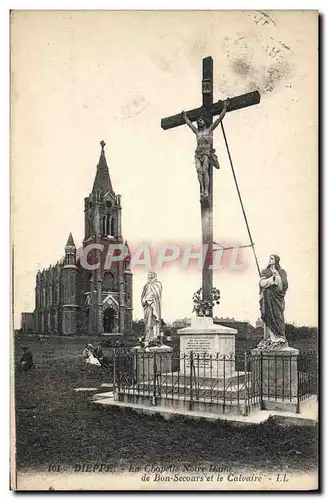 Cartes postales Dieppe La Chapelle Notre Dame de Bon Secours et le calvaire