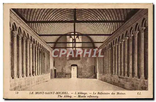 Cartes postales Abbaye Du Mont Saint Michel L&#39Abbaye Le Refectoire des Moines