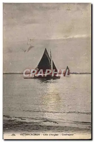 Cartes postales Arcachon Cote d&#39Argant Contrejour Bateau