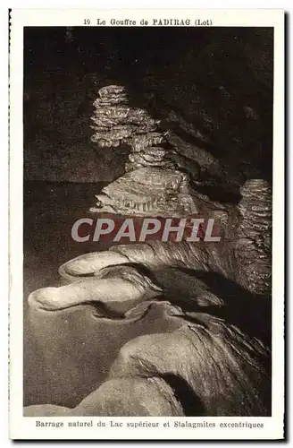 Cartes postales Le Gouffre de Padirac Barrage naturel du Lac Superieur et Stalagmites excentriques