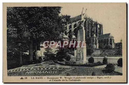 Cartes postales Le Mans Monument Wright et l&#39abside de la cathedrale Militaria