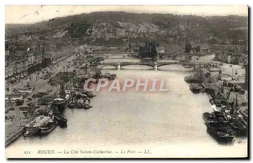 Cartes postales Rouen La Cote Sainte Catherine Le port Bateaux