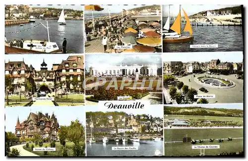 Cartes postales moderne Deauville Entree du port Planches Voiliers dans le bassin Normandy Hotel