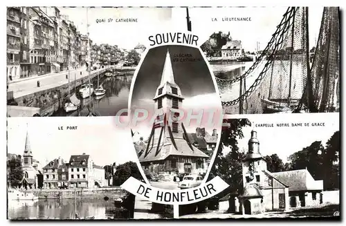 Cartes postales moderne Honfleur Quai Ste Catherine Lieutenance Le port Chapelle Notre Dame de Grace