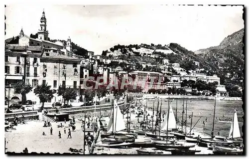 Moderne Karte Menton Un Coin du Port la Plage et la ville Bateaux