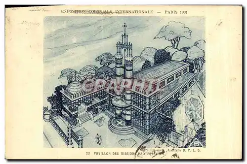 Cartes postales Paris Exposition Cononiale 1931 Pavillon des missions protestantes