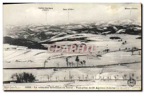 Cartes postales La crete des Cevennes en hiver Vue prise de St Agreve