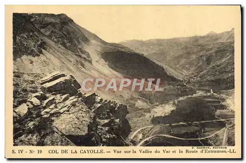 Cartes postales Col De La Cayolle Vue Sur la Vallee Du Var et la route d'Entraunes