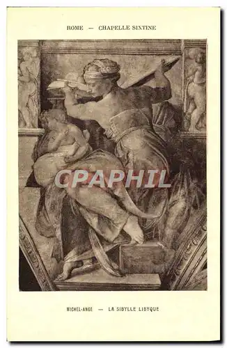 Cartes postales Rome Chapelle Sixtine Michel Ange La Sibylle libyqye