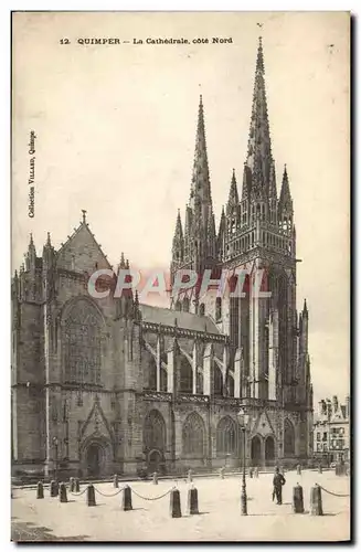 Ansichtskarte AK Quimper La Cathedrale Cote Nord