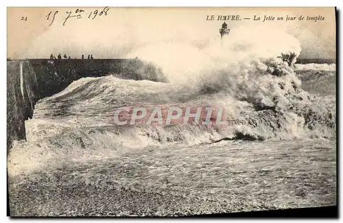 Ansichtskarte AK Le Havre La Jetee un jour de Tempete