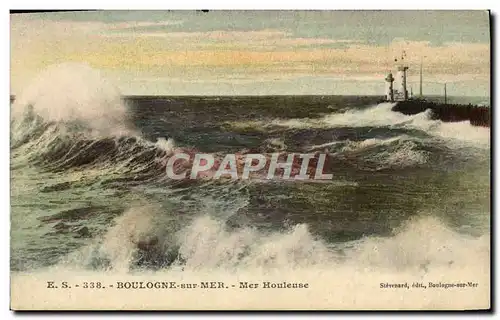 Cartes postales Boulogne Sur Mer Mer Houleuse Phare