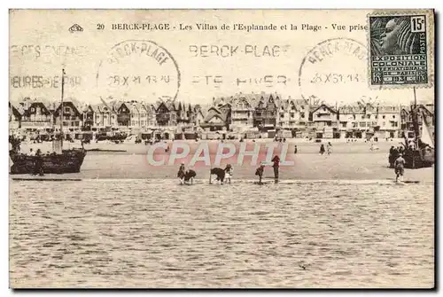 Ansichtskarte AK Berck Plage Les Villas de L&#39Esplanade et la Plage