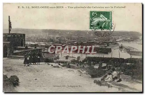 Cartes postales Boulogne Sur Mer Vue Generale du Calvaire sur la Falaise Enfants