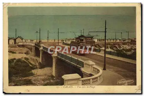 Ansichtskarte AK Calais Vue vers la Plage Tramway