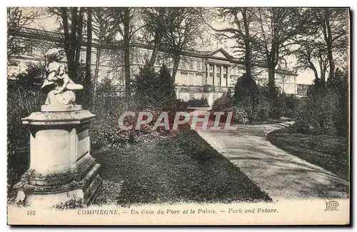 Cartes postales Compiegne Un Coin du Parc et le Palais