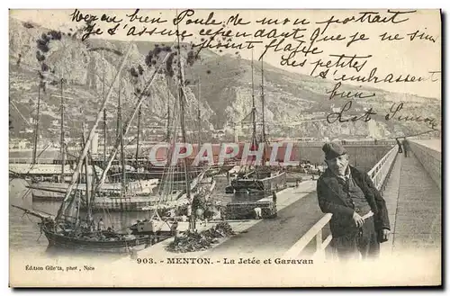 Cartes postales Menton La Jetee et Garavan Bateaux Voiliers