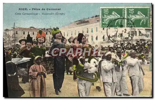 Cartes postales Nice Fetes de Carnaval Corso carnavalesque Mascarades Groupe Trompette Cuivres Tuba Cor