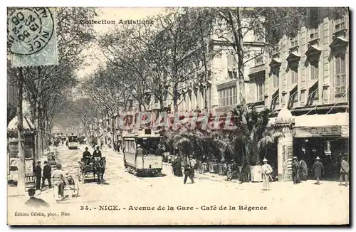 Cartes postales Nice Avenue de la Gare Cafe de la Regence Tramway