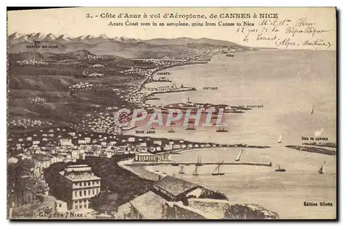 Ansichtskarte AK Cote D&#39Azur a Vol d&#39Aeroplane de Cannes a Nice