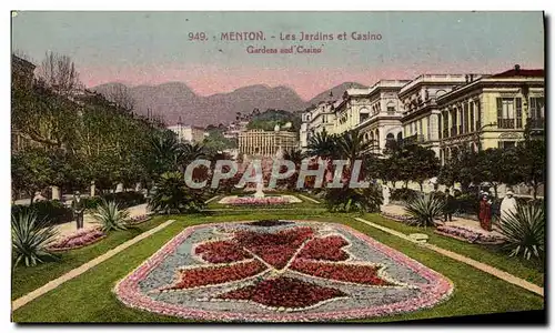 Cartes postales Menton Les Jardins et Casino