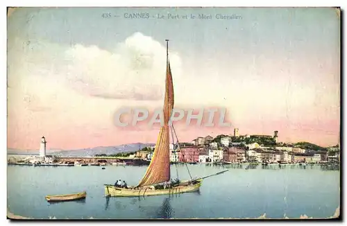 Ansichtskarte AK Cannes Le Port et le Mont Chevalier Bateau voilier
