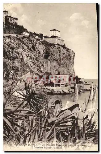 Cartes postales Menton Les Rochers Rouges et Hotel Miramare Frontiere franco italienne