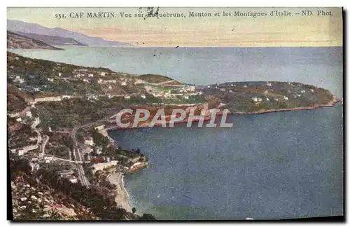 Cartes postales Cap Martin Vue Sur Requebrune Menton et les Montagnes d&#39Italie