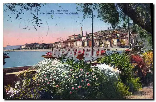 Cartes postales Menton Vue Prise a travers les Oliviers