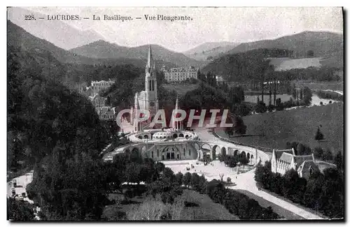 Cartes postales Lourdes La Basilique Vue Plongeante