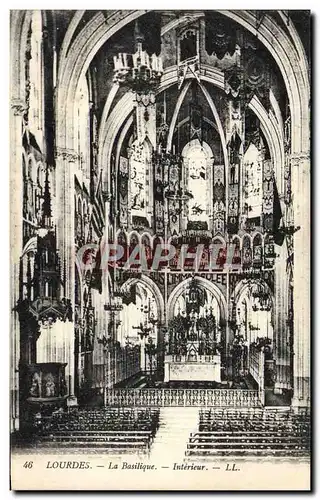Cartes postales Lourdes La Basilique Interieur