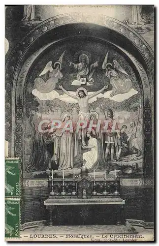 Cartes postales Lourdes Mosaiques Le Crucifiement Christ Anges