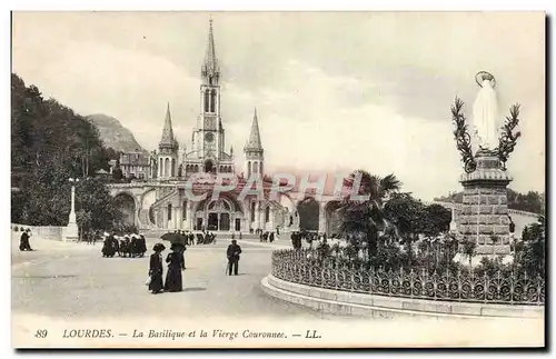 Cartes postales Lourdes La Basilique et la Vierge Couronnee