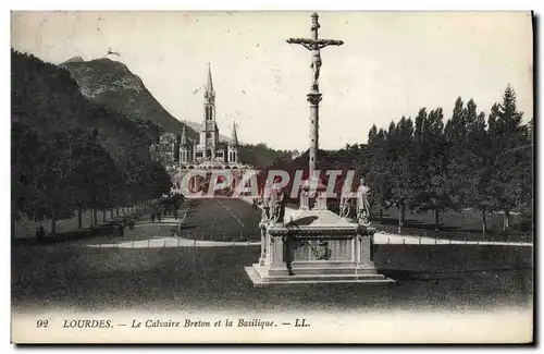 Ansichtskarte AK Lourdes Le Calvaire Breton et la Basilique