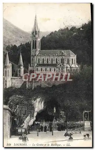 Cartes postales Lourdes La Grotte et la Basilique