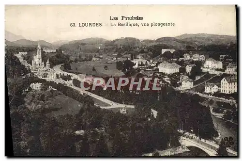 Cartes postales Lourdes La Basilique Vue Plongeante