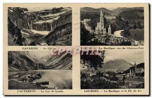 Ansichtskarte AK Lourdes La Basilique et le Pic du Jer Gavarnie Cirque Cauterets Lac de Gaube