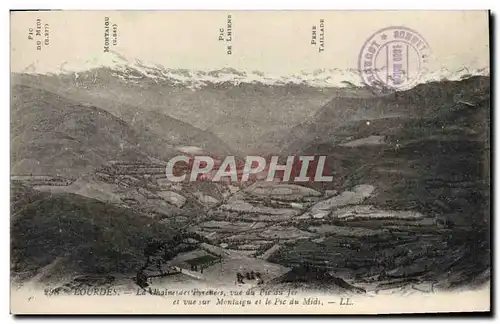 Cartes postales Lourdes La chaine des Pyrenees vue du Pic du Jer et vue sur Montaigu et le pic du Midi