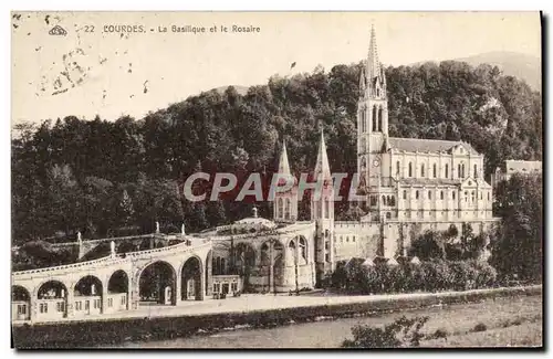 Ansichtskarte AK Lourdes La Basilique et le Rosaire