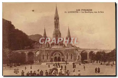 Cartes postales Lourdes La Basilique Vue de Face